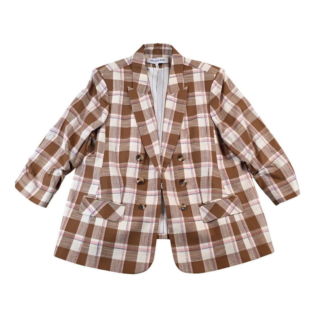 Veronica Beard Beacon Double Breasted Checked Cotton Blend Blazer Plaid sz 22 - Picture 4 of 15